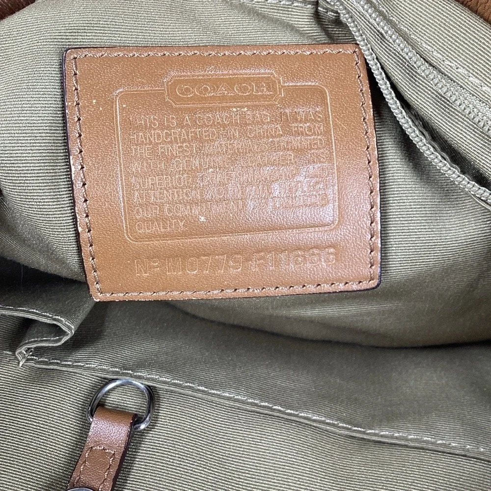 Coach F11666 Y2K Vintage Signature Tan and‎ Cream Shoulder Bag Leather Canvas